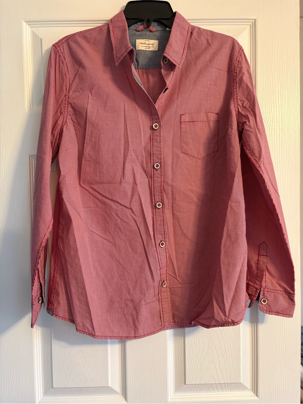 Weatherproof Red Micro-Check Button-Down Shirt